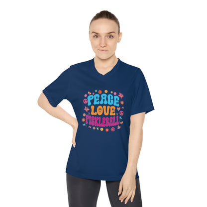 Women's Performance V-Neck T-Shirt - Hippy Love Peace PB