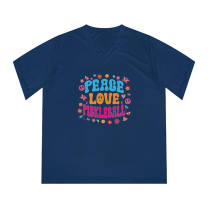 Women's Performance V-Neck T-Shirt - Hippy Love Peace PB