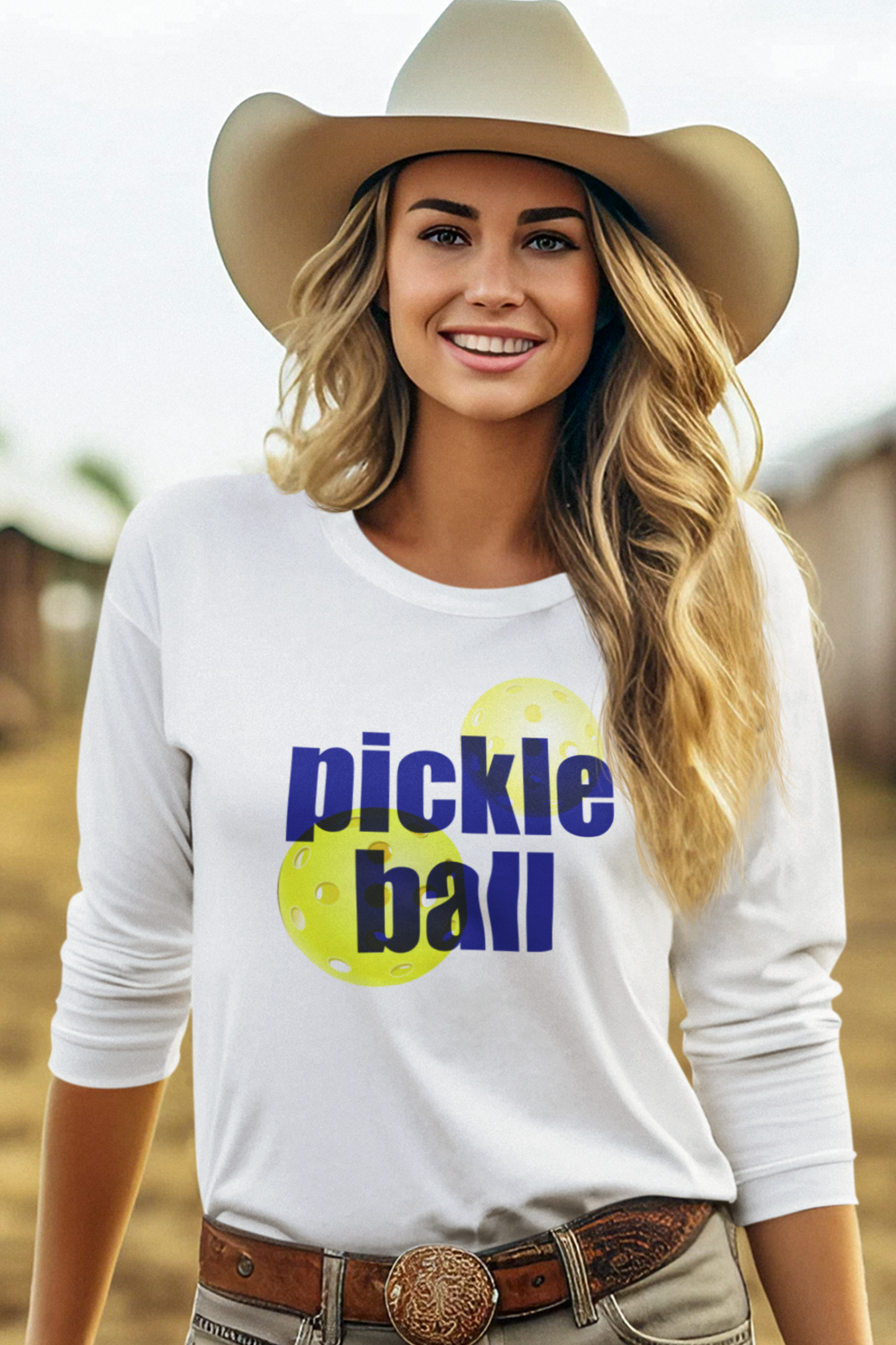 Unisex Perf/Poly Long Sleeve Shirt - Pickleballs Watermark