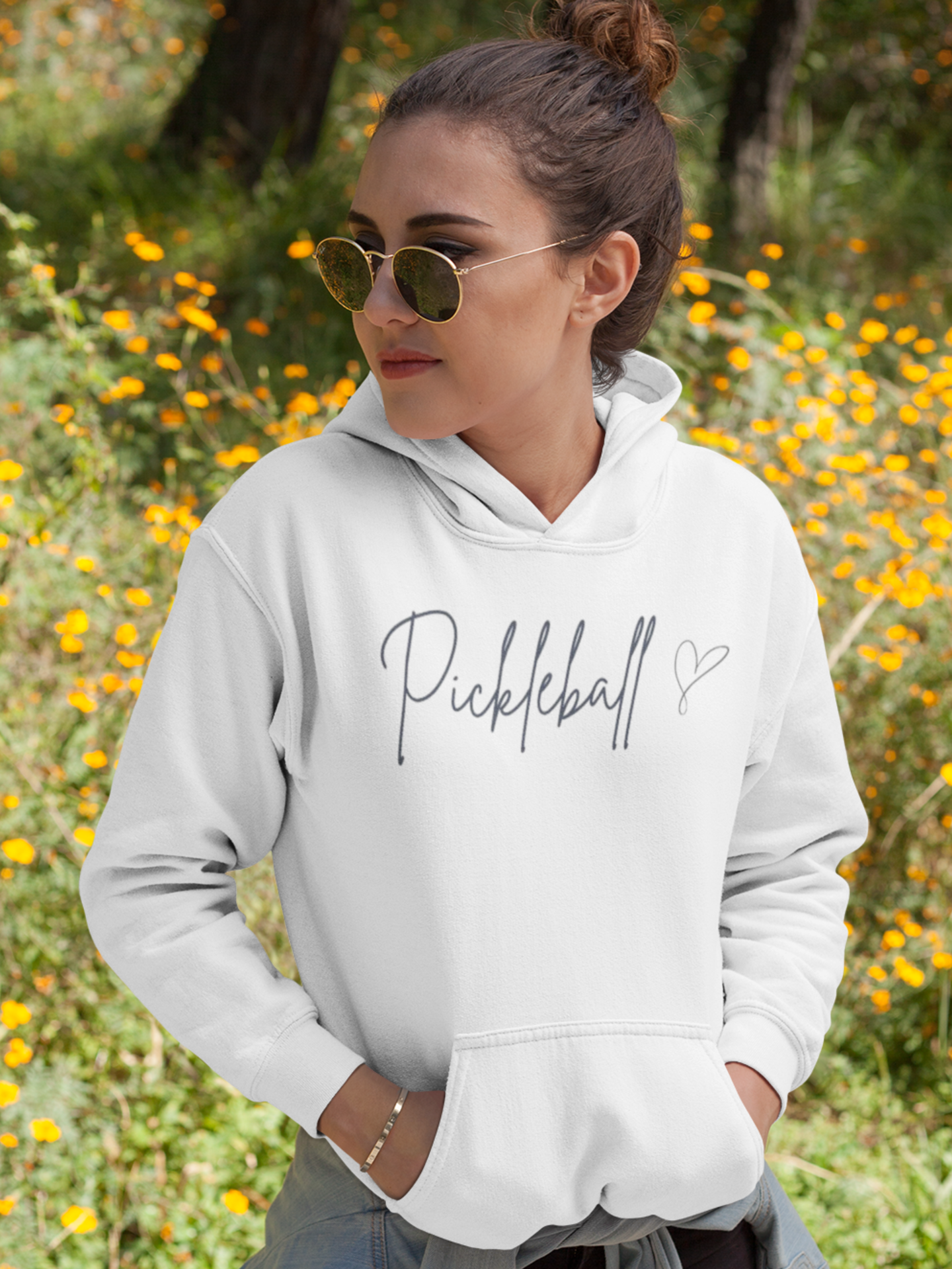 Unisex Hooded Sweatshirt Soft Fleece Pullover - Pickleball Cursive