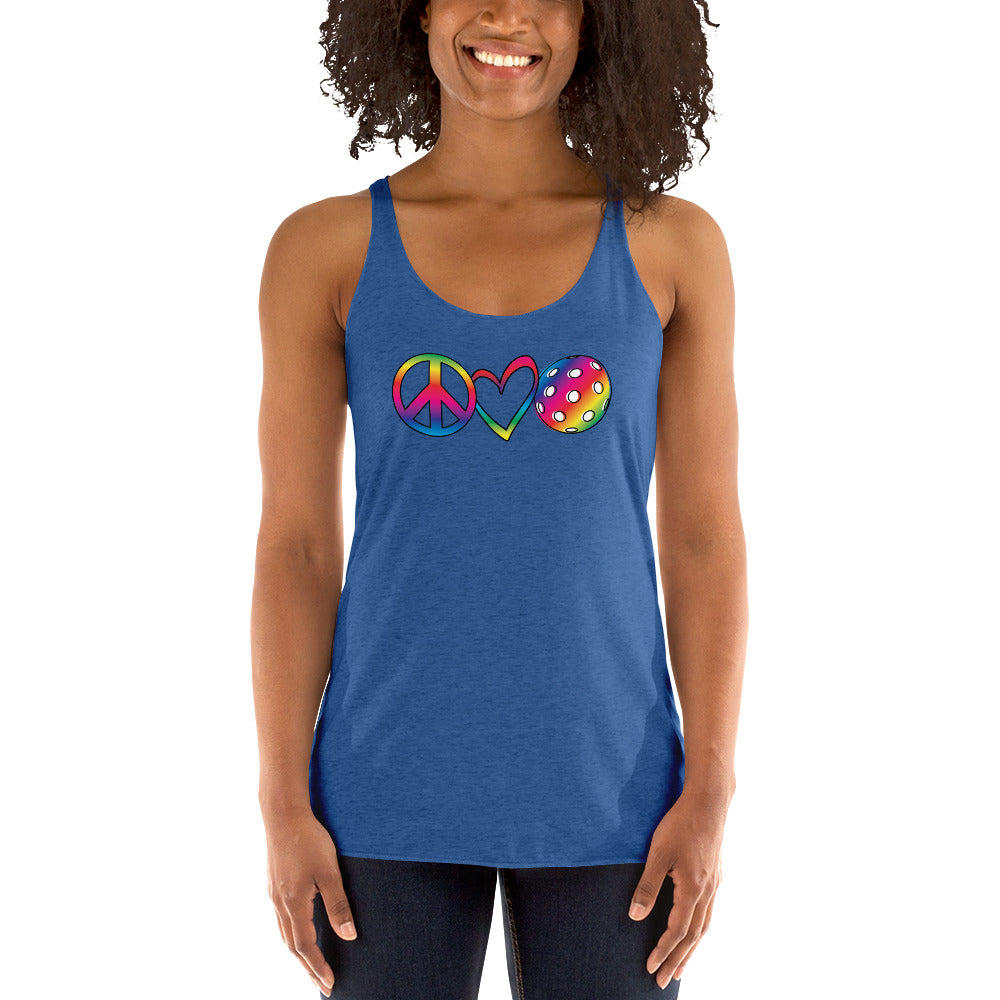 Women's Racerback Tank - Peace Love PBall