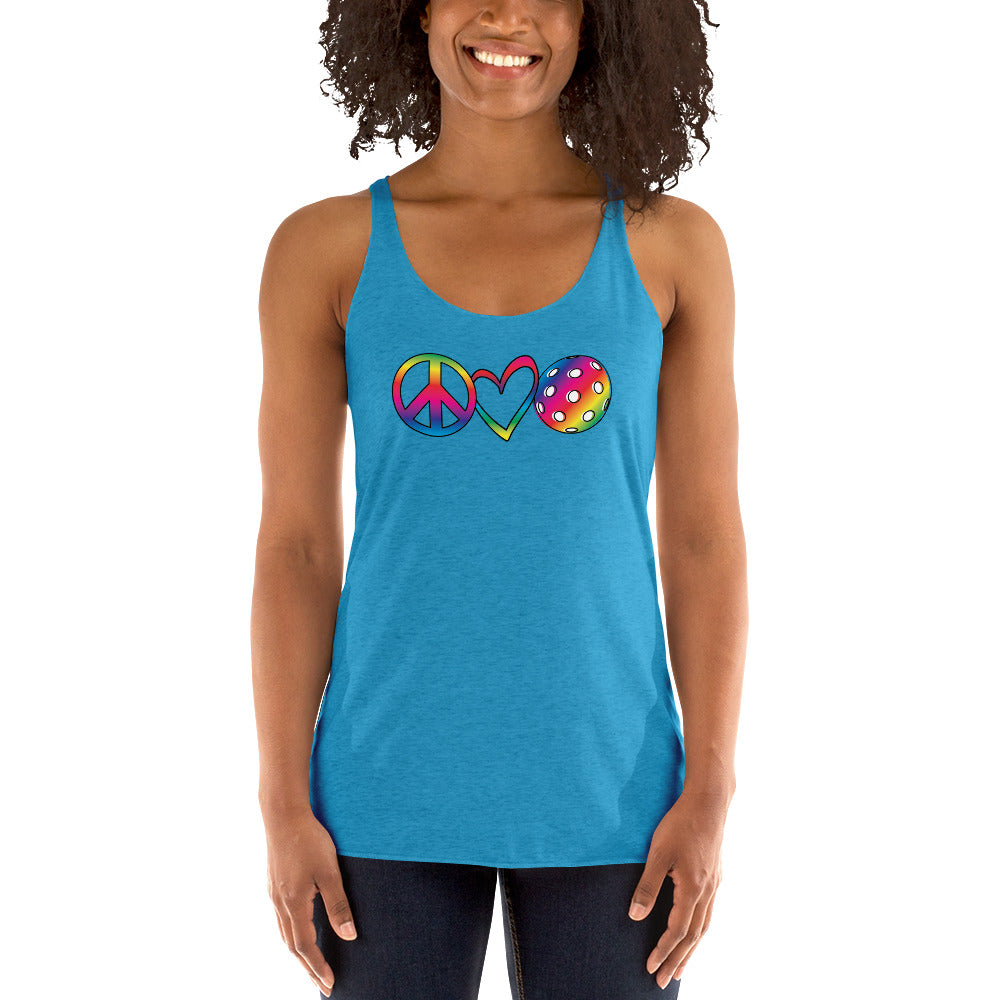 Women's Racerback Tank - Peace Love PBall